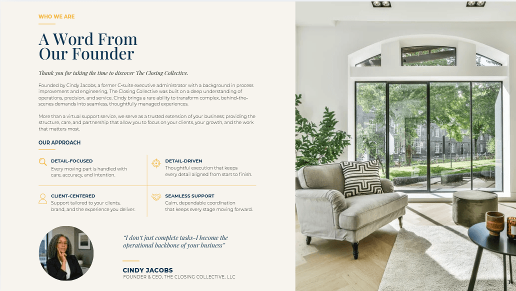 The Closing Collective founder introduction spread