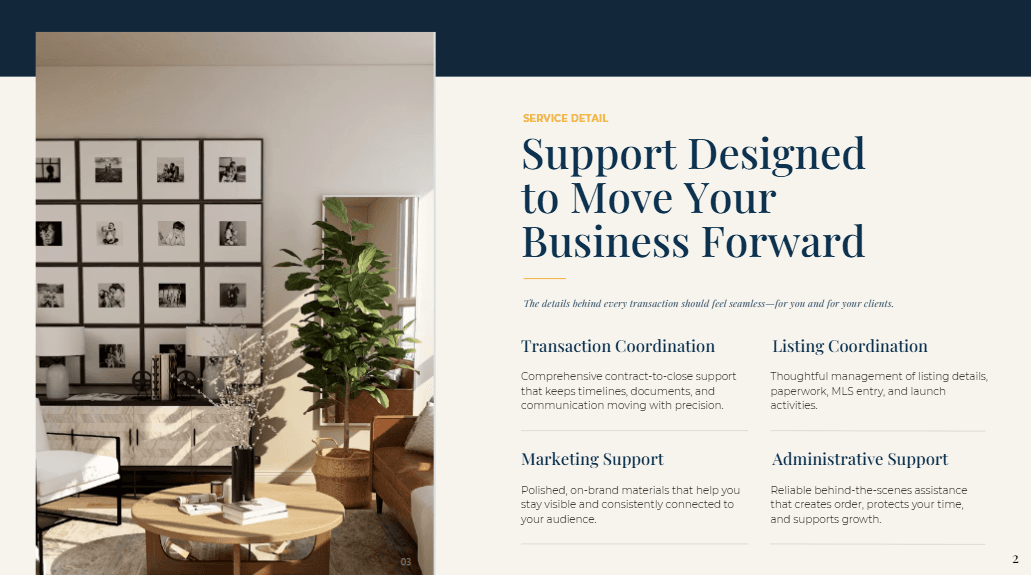 The Closing Collective service overview spread